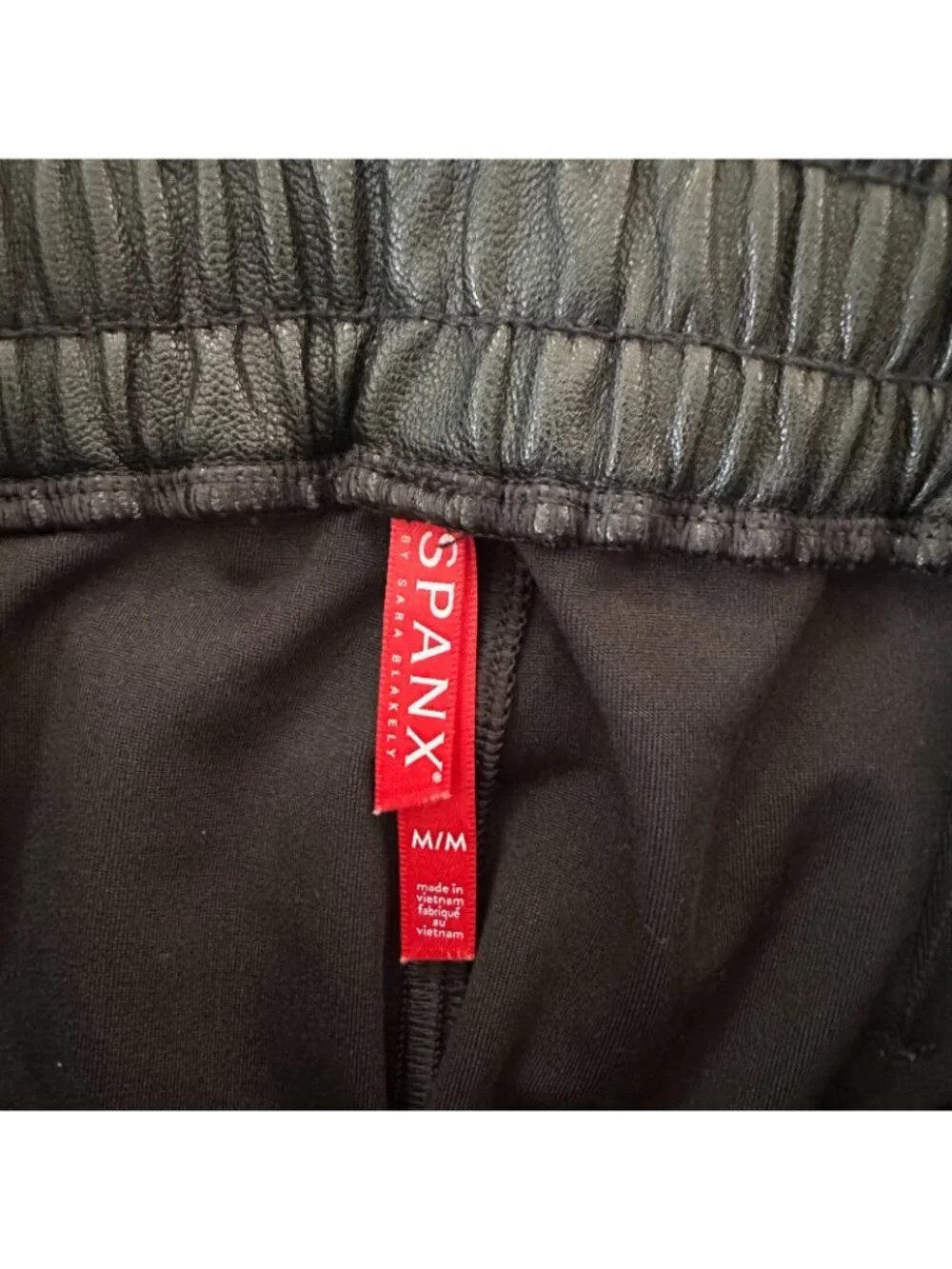 Spanx Black Faux Leather Joggers Pants Women's MEDIUM Vegan